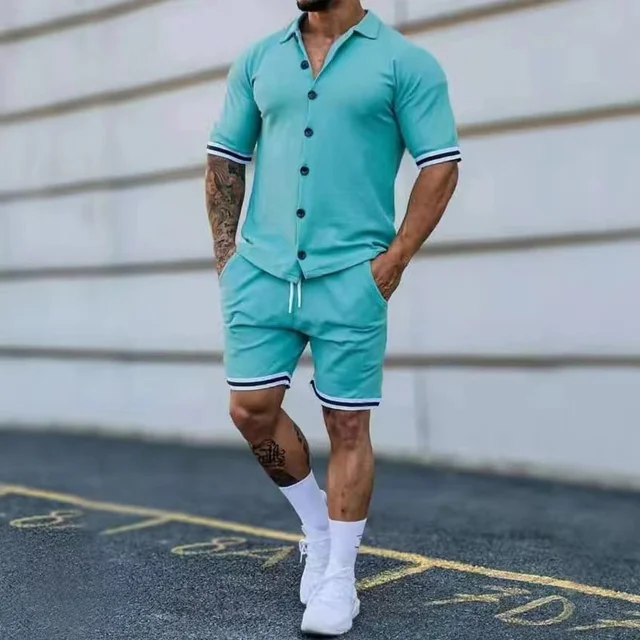 Set de Camiseta y Short para Hombre - Verde Menta K45