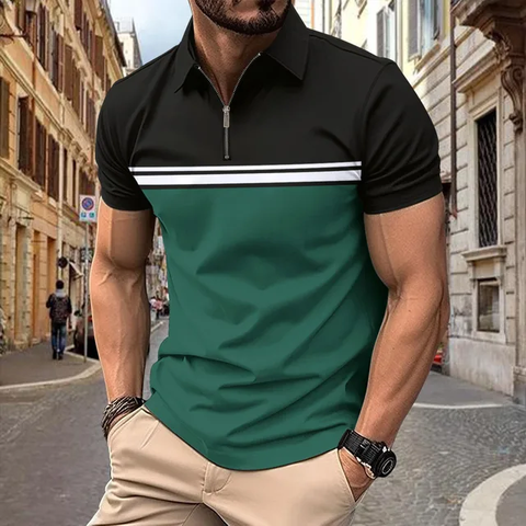 Camisa Zipper Tipo Polo - S003/Negro-Verde
