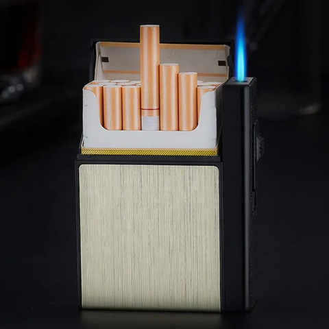 Caja para Cigarrillos y Encendedor/ Dorado IM15