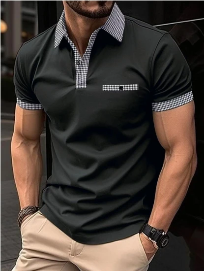 Camisa casual tipo polo/ R49 - Negro