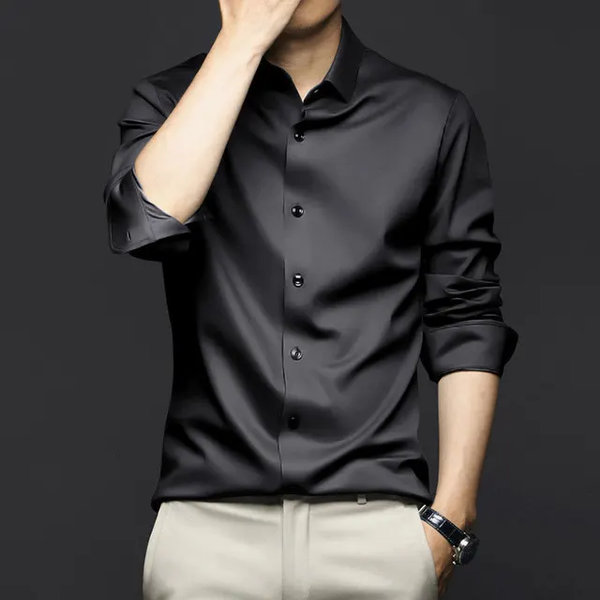 Camisa Formal Seda Negro/ BL28