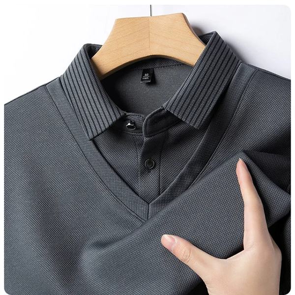 Camisa manga larga para Caballero Tipo Polo/Gris N10