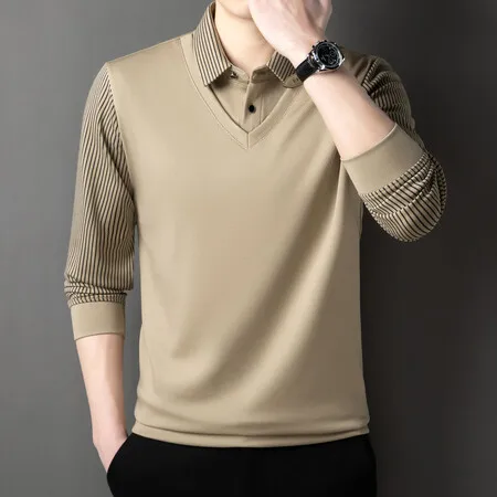 Camisa manga larga tipo Polo para Caballero Tipo Polo/Beige N10