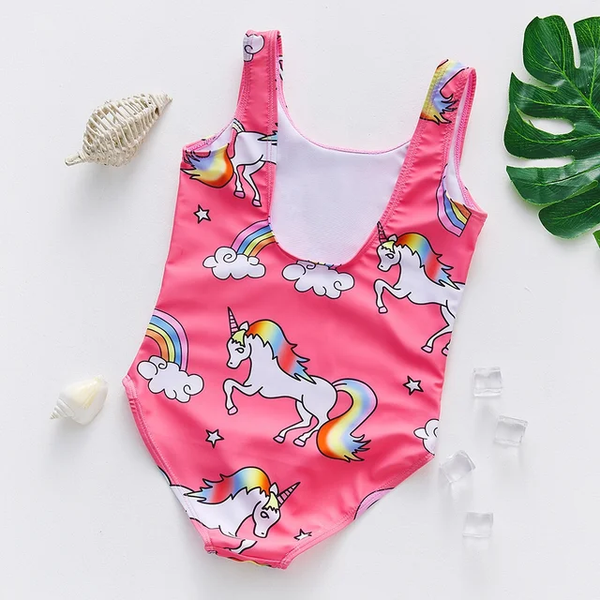 Traje de baño para niña /  Rosa-Unicornio  B126