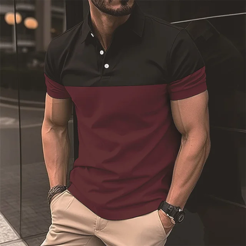 Camisa Casual tipo polo /Negro-Vino N13