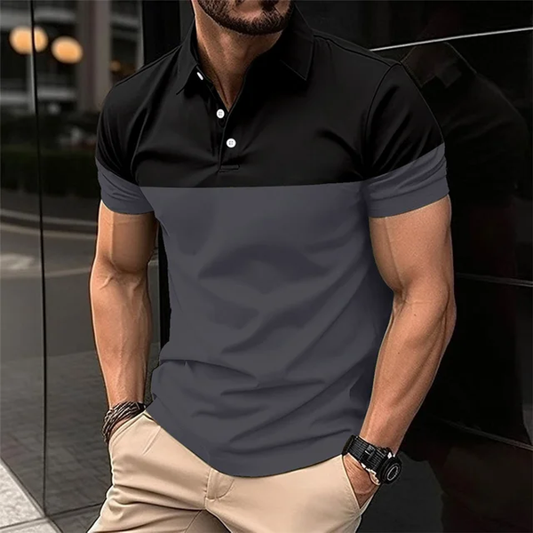 Camisa Casual tipo polo /Negro-Gris N13