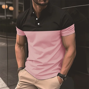 Camisa Casual tipo polo /Negro-Rosa N13