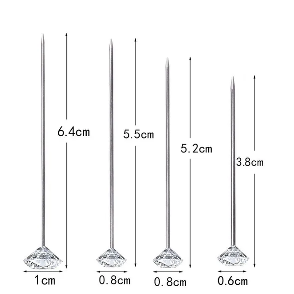 Alfiler cabeza de Diamante/Caja 100 pcs DT18