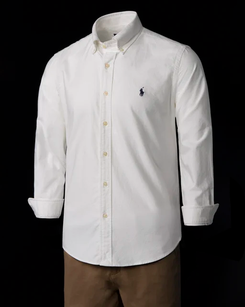 Camisa formal tipo polo para Caballero/ Blanco AM05