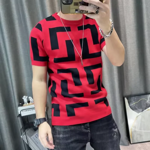 Camiseta Casual Rojo-Negro/ BL35