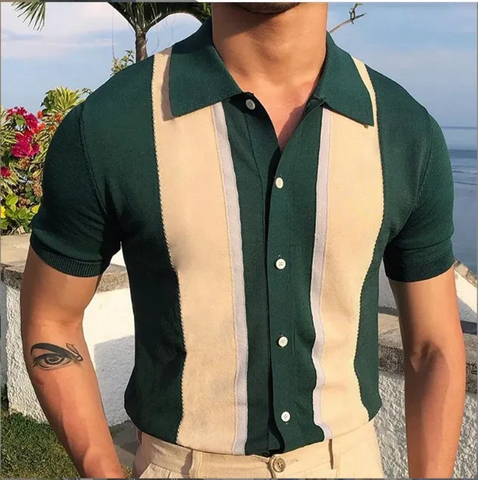 Camisa casual tipo polo/Verde- S035