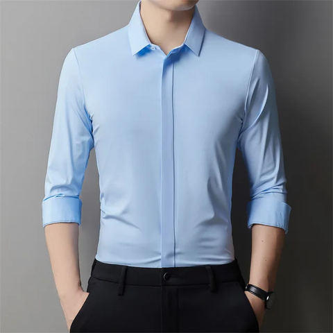 Camisa  formal manga larga para caballero/Celeste BL38