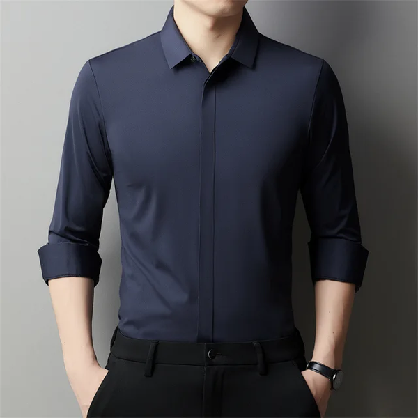 Camisa  formal manga larga para caballero/Azul Marino BL38