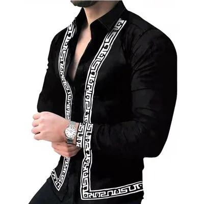 Camisa  manga larga para caballero/Negro-Blanco BL40