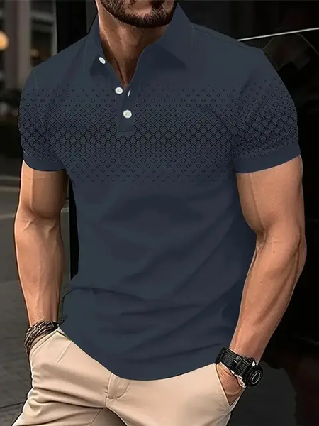 Camisa casual tipo polo/Azul- S037