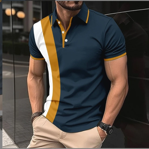 Camisa casual tipo polo/Azul S042