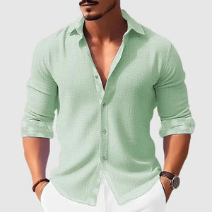 Camisa manga larga casual tipo polo/Verde S046