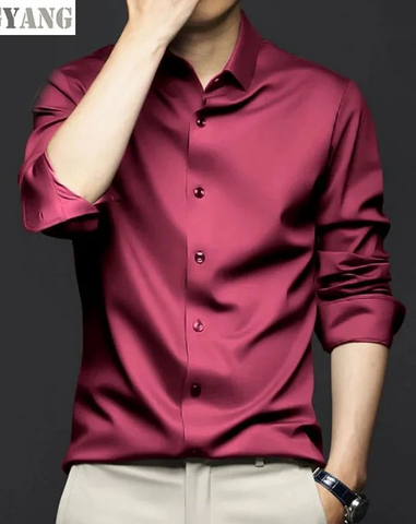 Camisa Formal Seda Vino/ BL28