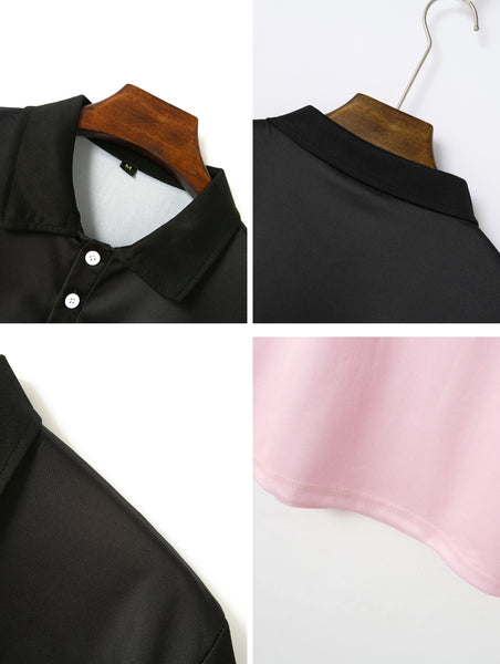 Camisa Casual tipo polo /Negro-Rosa N13