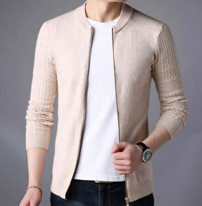 Zipper Cardigan - Beige 048