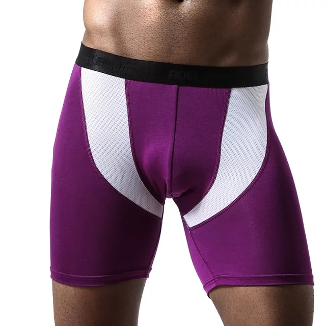 Long Purple Sports Cotton Boxer