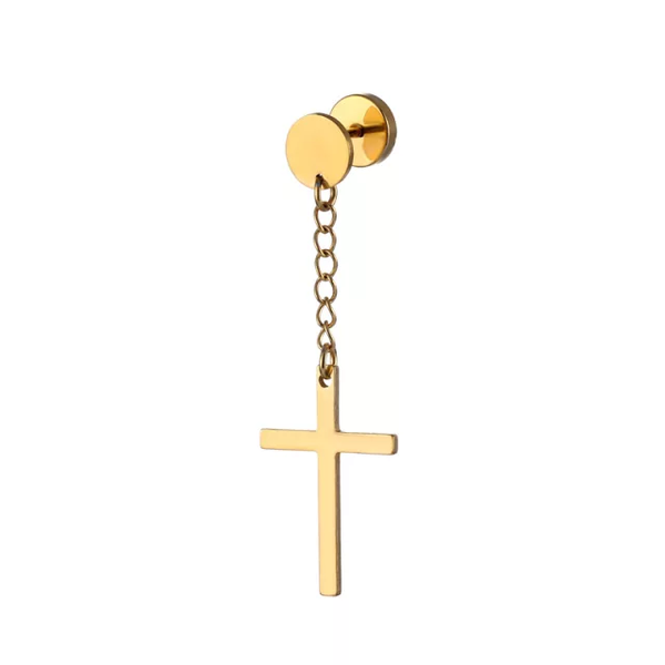 Earring - Piercing - Golden Cross