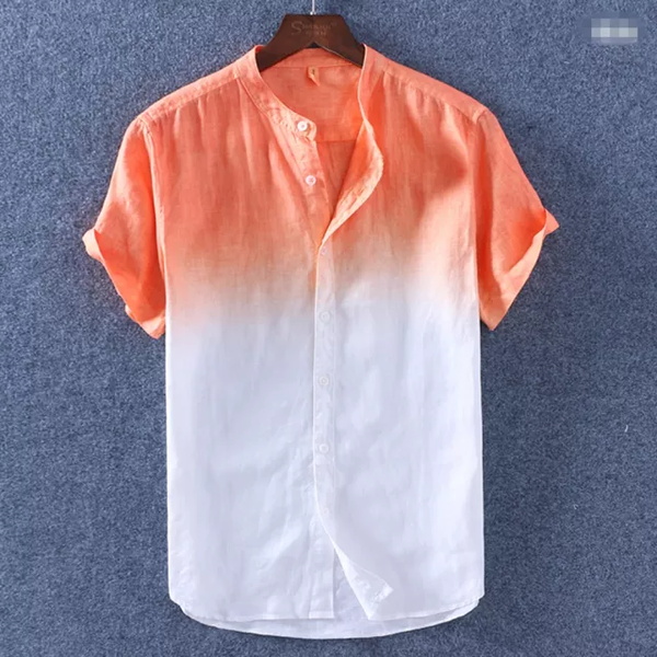 Orange Blurred Printed Casual Shirt