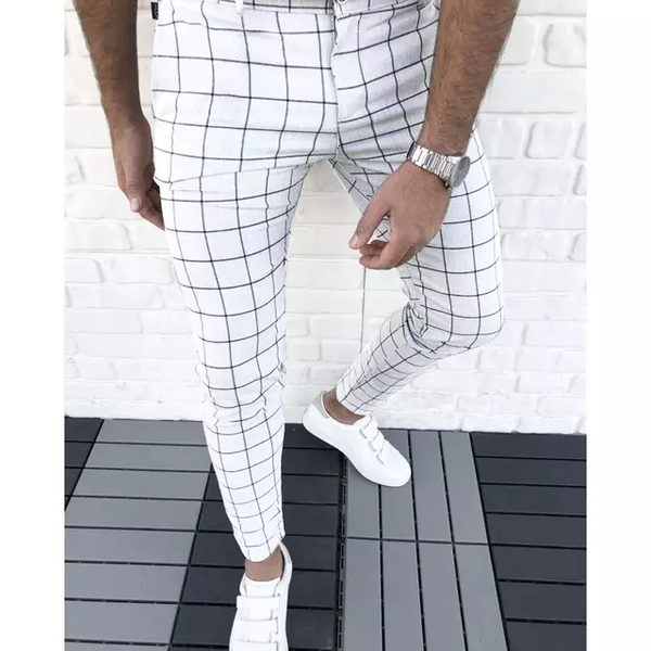 Pantalon Cuadricula Blanco