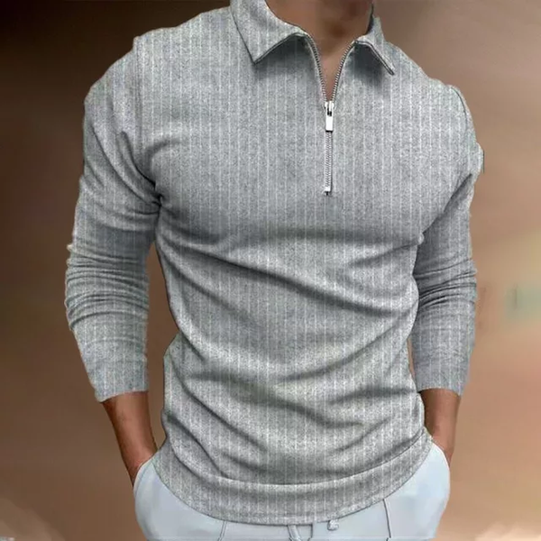 Camisa Manga Larga Tipo Polo Casual Gris