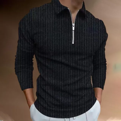 Pre-Sale Long Sleeve Polo Shirt Casual Black