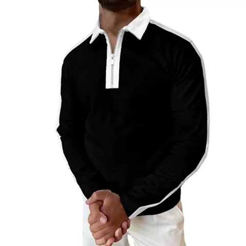 Pre-Sale Long Sleeve Casual Polo Shirt N/B