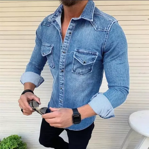 Long Sleeve Jean Shirt - Blue