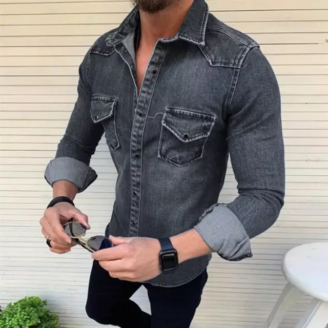 Camisa Manga Larga de Jean - Gris K62