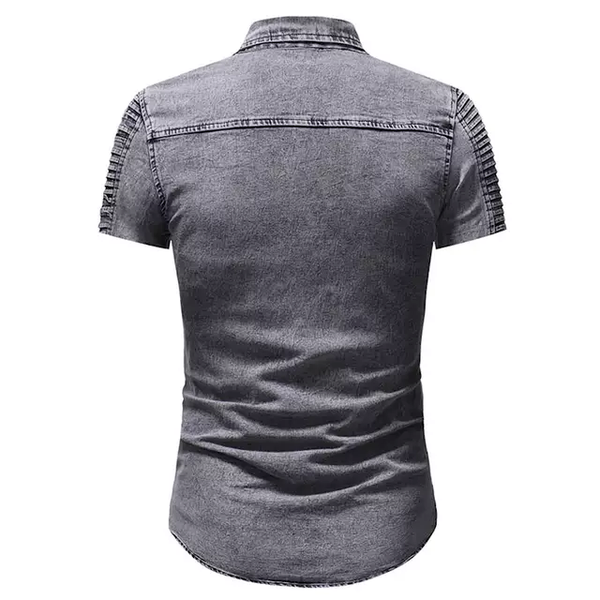 Short Sleeve Jean Shirt - Gray