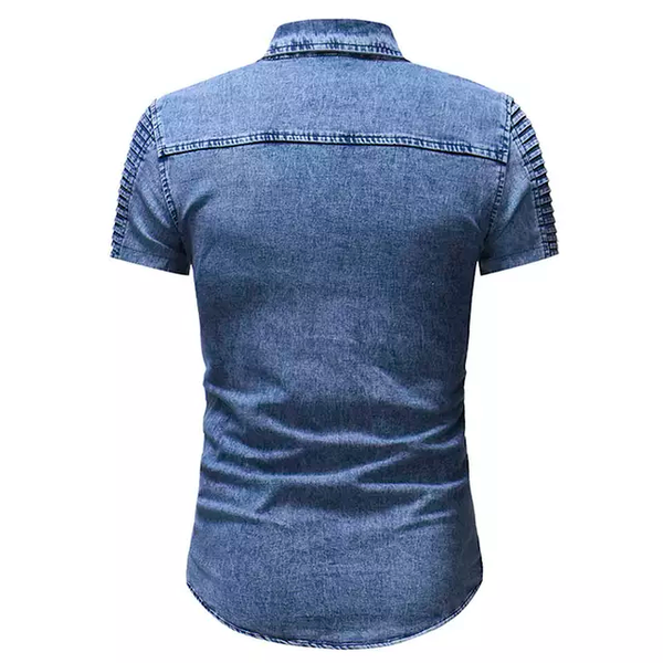 Short Sleeve Jean Shirt - Blue