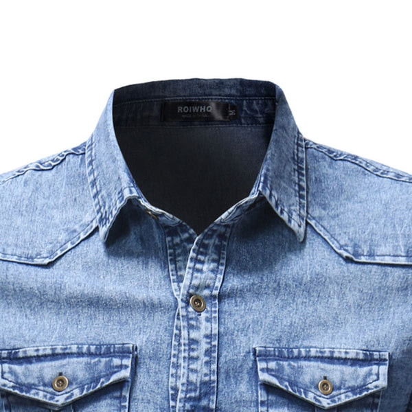 Short Sleeve Jean Shirt - Blue