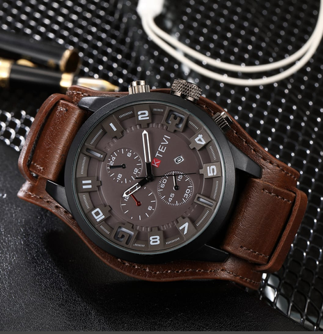 KTEVI Brown Leather Watch