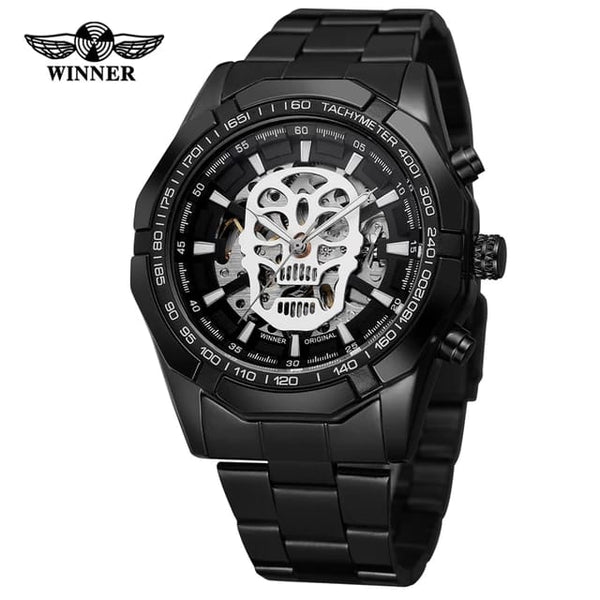 Reloj Automatico Calavera Negro