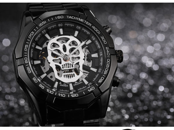 Reloj Automatico Calavera Negro