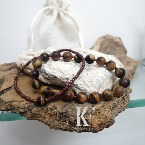 Juego de Pulsera de Piedra Ojo de Tigee