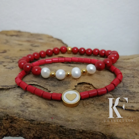 Set of Red Heart Bracelets