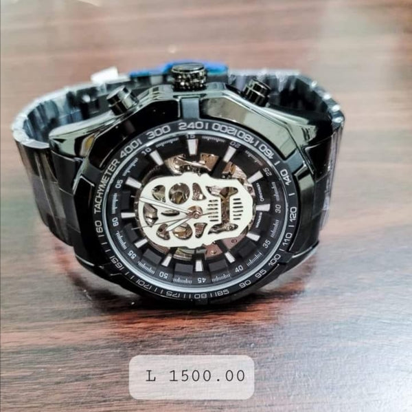 Reloj Automatico Calavera Negro