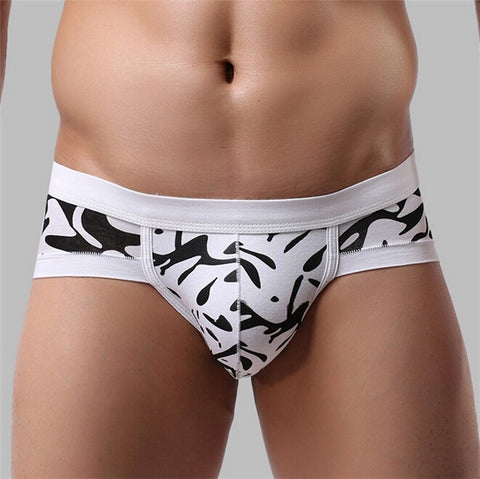 White Printed Briefs Spray