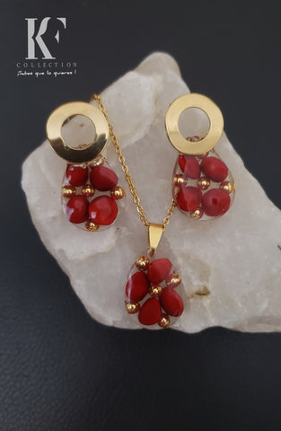 Resin Chain and Earrings Set