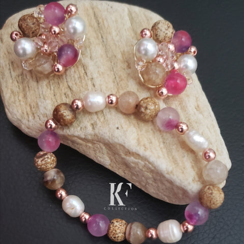 Stone Bracelet and Earrings Set